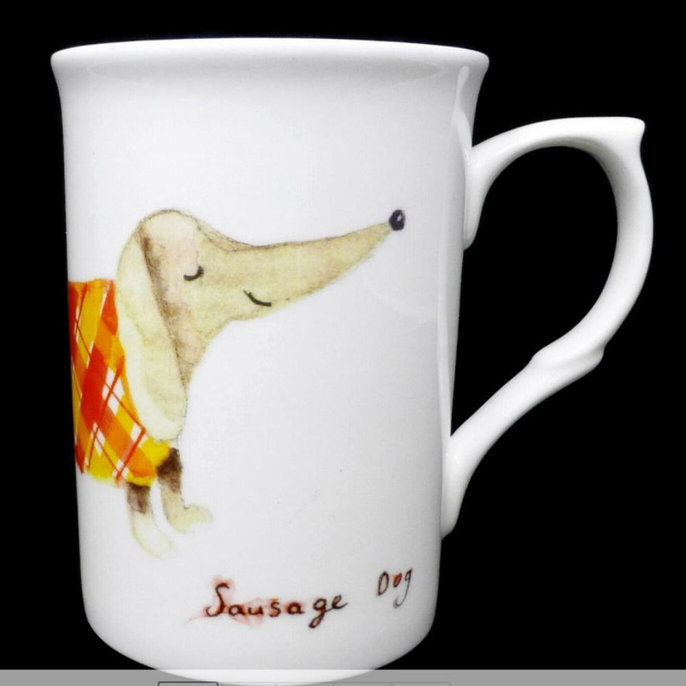 ROSE of ENGLAND SAUSAGE DOG Coffee Cup Mug NEW